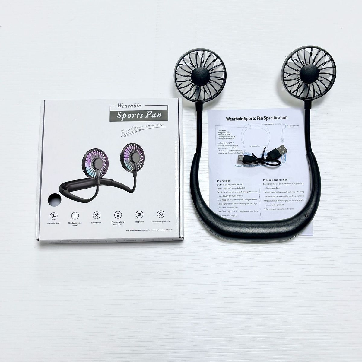 Nackenventilator – 3. Generation, faltbar und tragbar, 18 Stunden lang haltbar, mit 4000 mAh, USB-C-Schnellladung, 25 dB, ultraleise Kühlung für draußen/im Büro_voghion.com