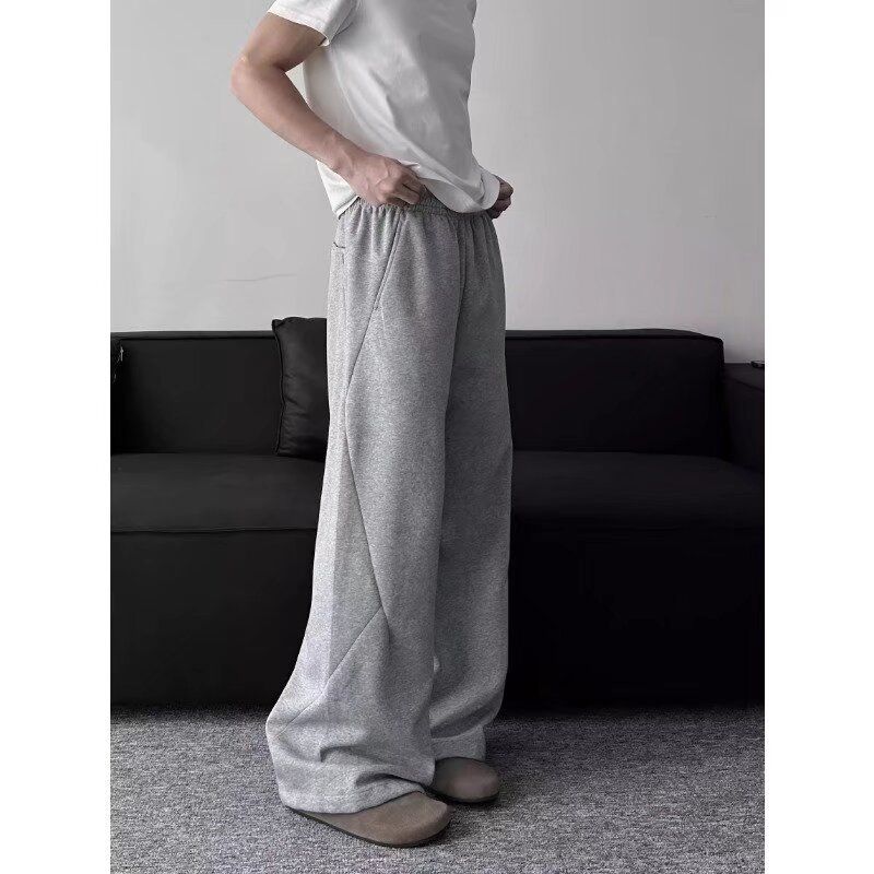 Pantalon cargo ample streetwear pour homme, coupe ample et structurée – Pantalon de survêtement décontracté taille haute gris et noir_voghion.com