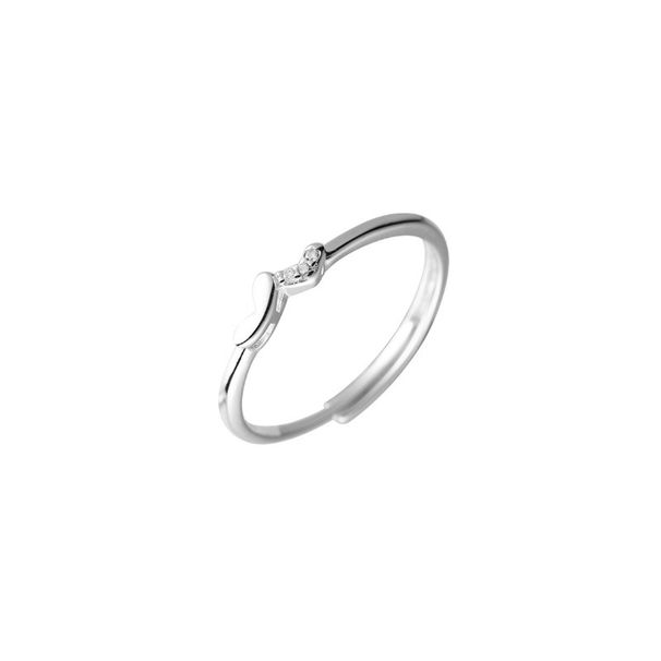 S Pure Silver Irregular Diamond-Studded Heart For Women, Simple And Delicate, Unique Heart-Shaped Push-Pull Design Ring_voghion.com