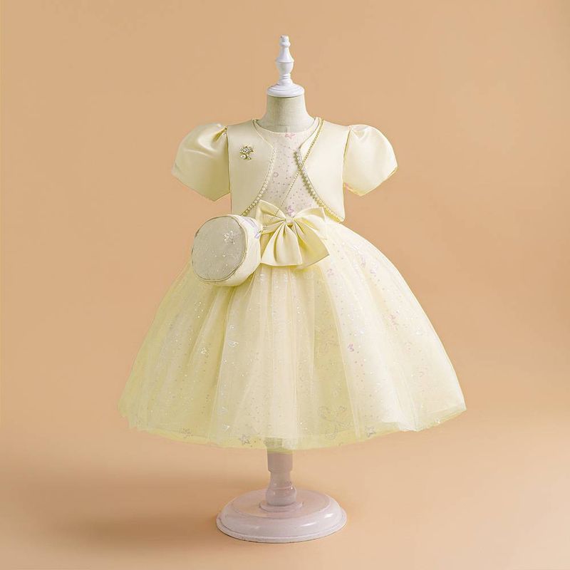Kids’ Clothing Children's Three Piece Mesh Festival Celebration Dress With Bag Girl Birthday Princess Dress Dress_voghion.com