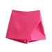 2025s Women's Fashion Skirt Pants Versatile Solid Color Casual Irregular High Waist Shorts_voghion.com