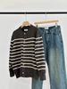 Women's Striped Knit Cardigan Sweater - Long Sleeve Casual Button Front Open Coat, Soft & Comfortable, Trendy College Style_voghion.com