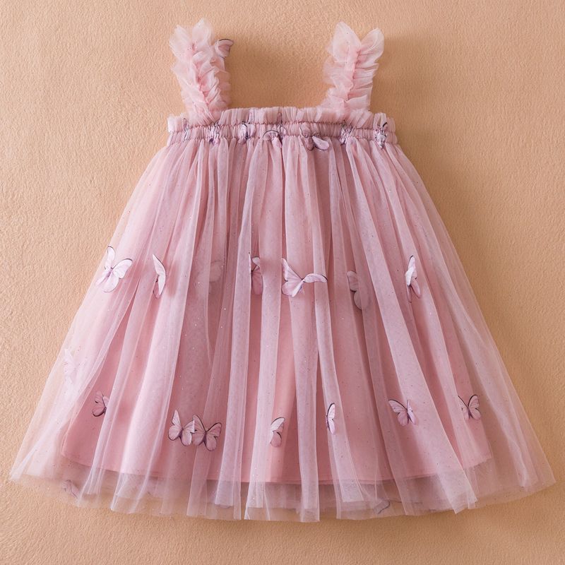 Vestito estivo per ragazze in stile coreano, con farfalla in rete, soffice, da principessa, con top a tubino e bretelle, da fata_voghion.com