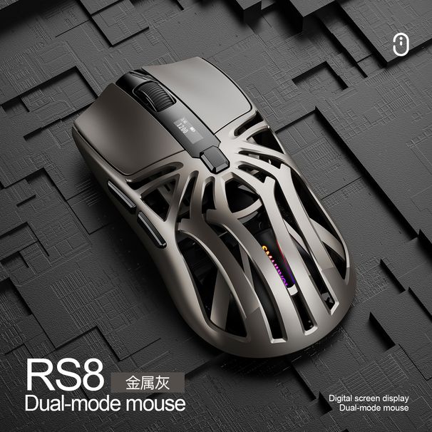 Mouse da gioco wireless Honeycomb - Leggero, 10000 DPI, tripla modalità, RGB, display digitale (2,4 G/Bluetooth/USB-C)_voghion.com