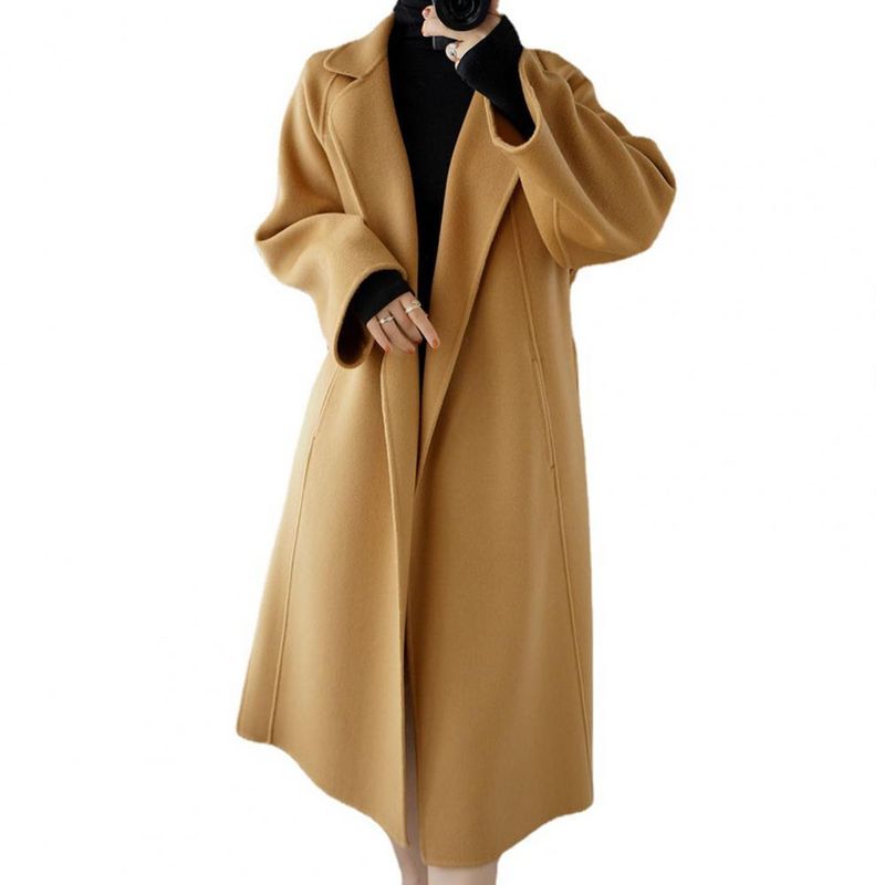 Women's Autumn Winter Long Faux Wool Coat Outerwear 2021 Ladies Korean Cashmere Female Loose Overcoat Clothes_voghion.com