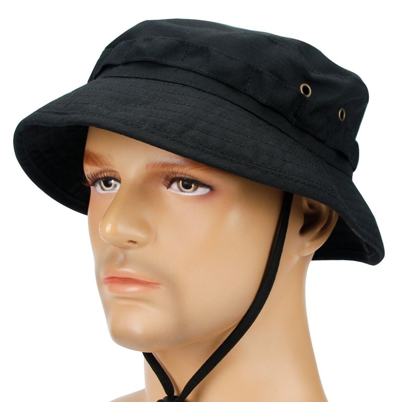 Vendita calda Flat Top Camo Summer Boonie Camouflage Travel Bucket t Caccia Pesca Regolabile Jungle Bush Cap Uomo Escursionismo Panama_voghion.com