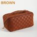 1PC Multifunctional Chequered Cosmetic Bag For Women, Make-up Bag, Luxury Wash Bag, Pillow Bag, Large Capacity Bag_voghion.com