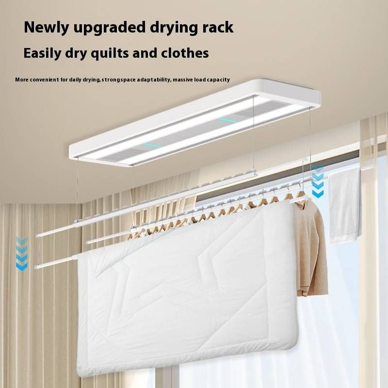 Akıllı Elektrikli Çamaşır Kurutma Rafı - Uzaktan ve Ses Kontrolü, Otomatik Geri Çekilebilir, Balkon İçin Ultra İnce Gizli Tasarım_voghion.com