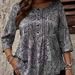 Plus Size Women's Paisley Print Long Sleeve Button-Down Blouse - Loose Fit Casual Tunic Top For Autumn & Winter (Green, Grey)_voghion.com