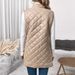 Damenbekleidung, einfarbige Steppweste, warm, lang, ärmellos, Pufferjacke mit Reißverschlusstaschen für Freizeit und Büro_voghion.com