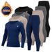 Übersee-Größe Herbst Winter Herren einfarbig Rundhals Thermo-Unterwäsche-Set Loose Fit Jugend Basisschicht_voghion.com