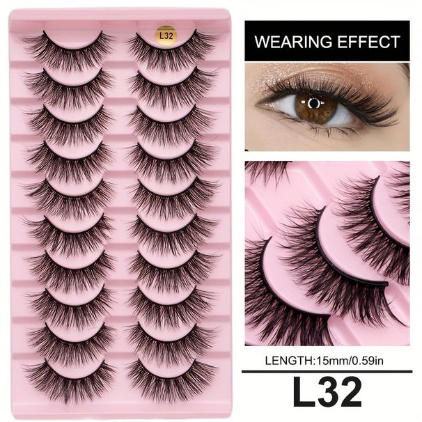 Eyelashes Set Ten Pairs Of Fox Eyelashes False Eyelashes Hard Stem Natural Curling Mink Thick Cat Eye Grafted Eyelashes Spot_voghion.com
