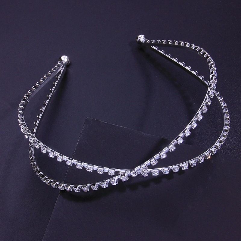 Diadema con forma de cruz geométrica, sencilla, con diamantes de imitación franceses, accesorios para el cabello de moda, nueva corona_voghion.com