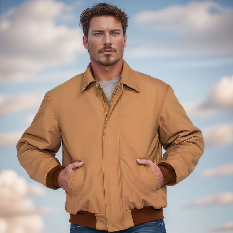 2024 Frühling und Herbst Neue europäische Herrenjacke mit geripptem Blockkragen und Reißverschluss oben in Volltonfarbe_voghion.com