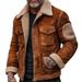Autumn Winter Men's Coat Jacket Lamb Wool Turn-down Collar Zipper Business Casual_voghion.com
