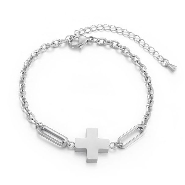 Fashion Stainless Jewelry Style Cross Gold Titanium Steel Personalized Patchwork Bracelet_voghion.com