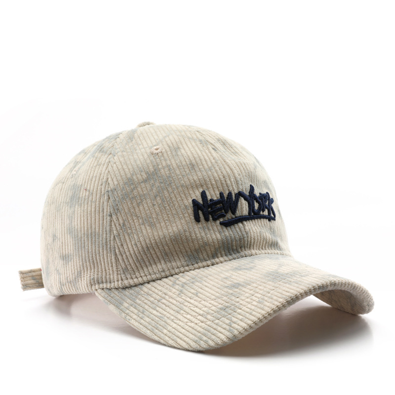 Hat women's retro corduroy letter embroidered duckbill cap outdoor men's travel sun protection sun hat_voghion.com