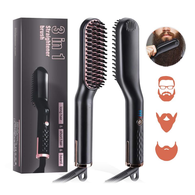 Neuer Bartglätter für Herren, Bartkamm, Kamm für glattes Haar, Mini-Elektro-Bart-Styling-Kamm für Herren_voghion.com