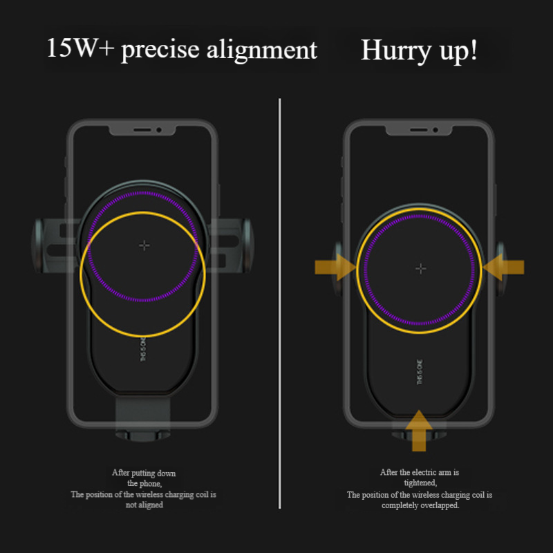 15W Fast Wireless Car Charger, Auto-Sensing Qi-Certified Charging Pad For IPhone & Android, Secure Mount & Anti-Slip Design, Elegant Black​_voghion.com