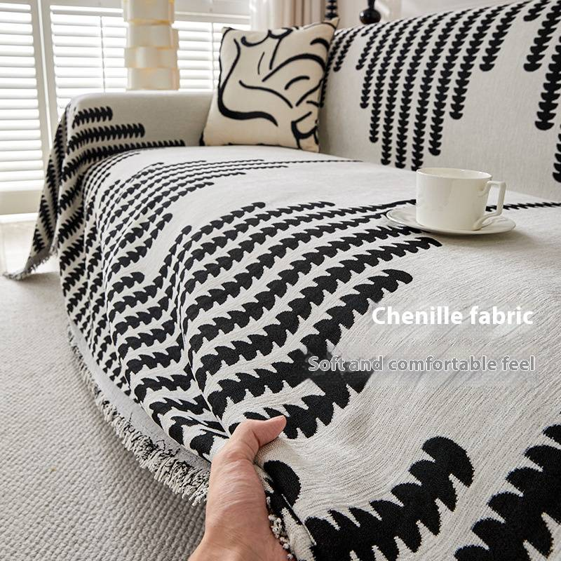 Premium Chenille Sofa Cover - Reversible, Non-Slip, Cat-Proof Protection For Sectional Couches With Striped & Floral Designs (Multiple Sizes & Colors)_voghion.com