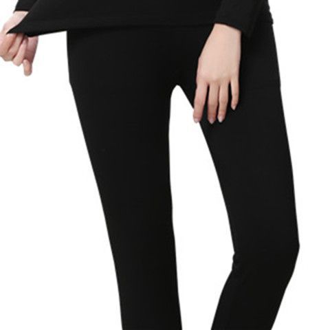 Completo termico da donna in modal a maniche lunghe, con maglietta base, autunno inverno, vestibilità slim, taglie forti, intimo caldo in puro cotone_voghion.com