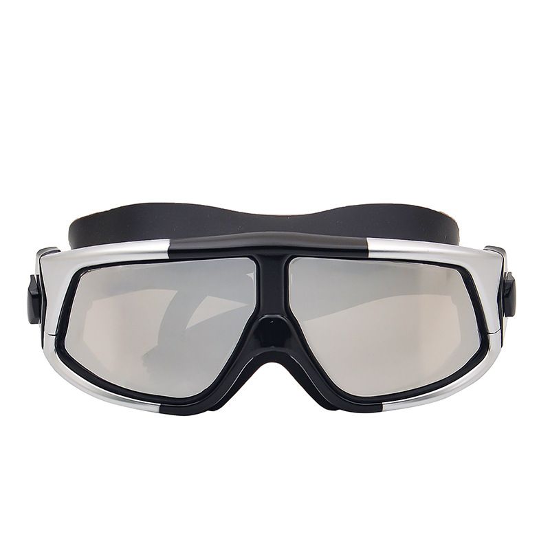 Adult waterproof fog swimming large frame comfortable silicone anti UV electroplated flat light diving goggles_voghion.com