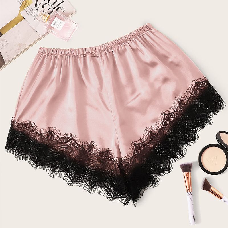 Women's clothing ice silk leggings, women's lined lace safety pants, versatile solid color leggings for home use_voghion.com