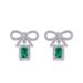 New Exquisite Fashion Bowknot Light Luxury High-end Feel S Silver Cultured Emerald Stud Earrings_voghion.com