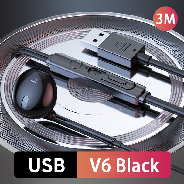 Cuffie cablate USB, auricolari in-ear lunghi 3 m con microfono, cavo USB-A, cuffie vivavoce, auricolari USB da gioco per PC, desktop e laptop_voghion.com