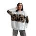 Retro Chic Leopard Print Sweater - Oversized Loose Fit Round Neck Casual Pullover For Women_voghion.com