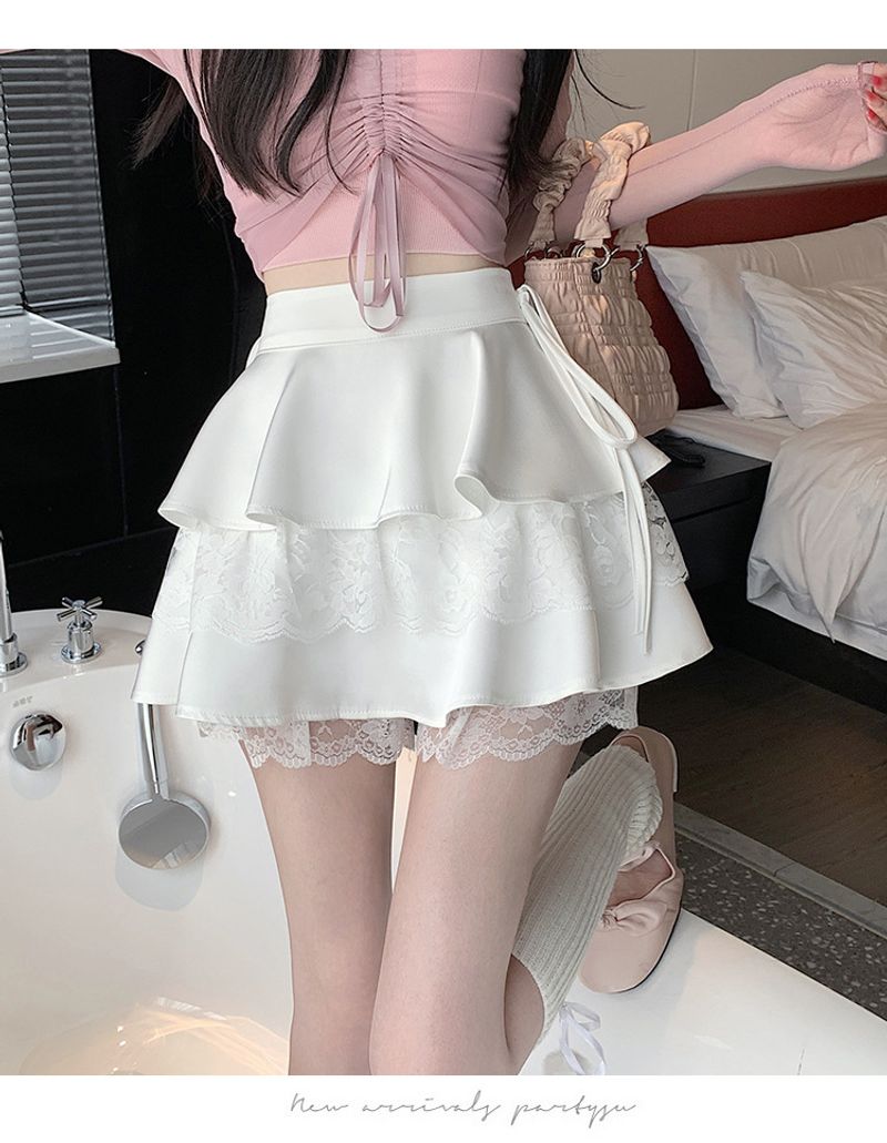 Falda esponjosa estilo ballet para mujer, cintura alta, diseño de pastel dulce y estilizado, corte A, para primavera/verano._voghion.com