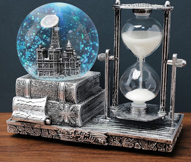 Clepsidră de cristal cu sferă de fier vintage, cutie luminoasă pentru birou, decorare pentru absolvire, cadou de Crăciun, turn de fier vintage_voghion.com