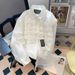 Women's Clothing High End Niche Design White Woven Shirt Female Spring And Autumn New Straight Shoulder Top_voghion.com