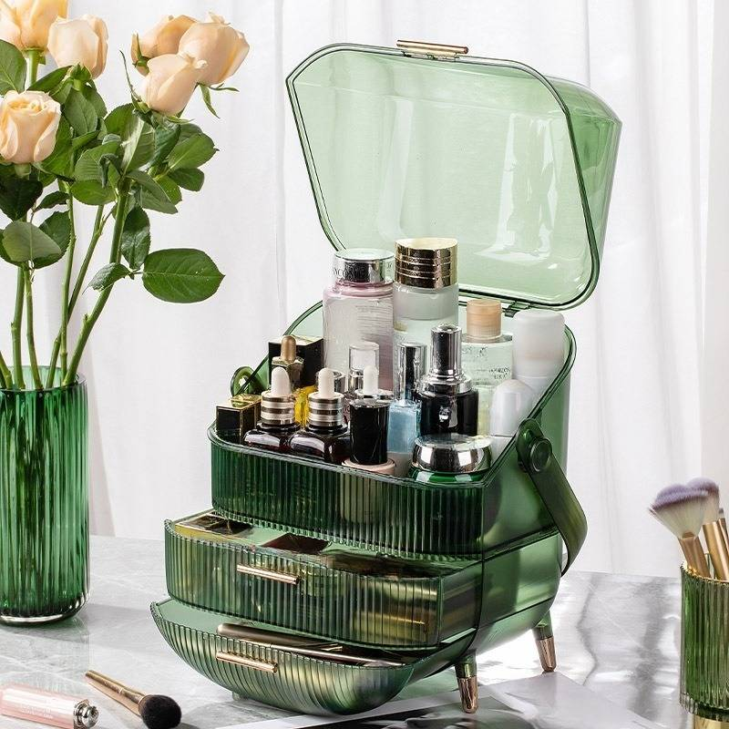 Transparent Cosmetics Storage Box Dustproof Large Capacity Drawer Style Desktop Lipstick Skin Care Dressing Table Storage Drawer_voghion.com