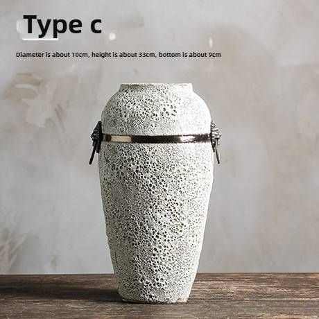 Vintage Distressed White Ceramic Vase – Timeless Home Decor For Living Room, Office & Bedroom_voghion.com