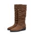 Autumn And Winter Hot Long Boots For Women, Frosted Suede Pile Boots, Thick Heel, Square Toe, Straight Legs, Retro Pile Boots_voghion.com