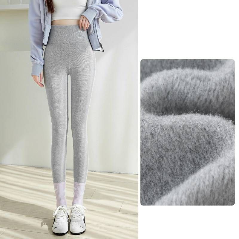 Women's Ultra-Warm Fleece-Lined Leggings – High Waist Thermal Tights With Ribbed Detailing (280g-800g, Black/Gray, S-XXL)_voghion.com