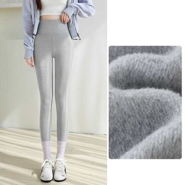 Women's Ultra-Warm Fleece-Lined Leggings – High Waist Thermal Tights With Ribbed Detailing (280g-800g, Black/Gray, S-XXL)_voghion.com