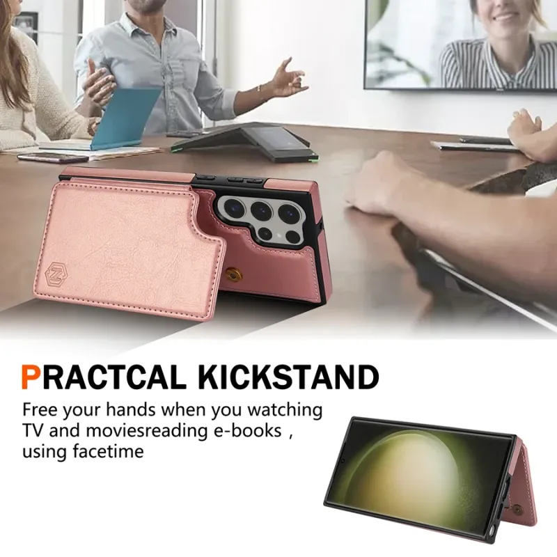 Wallet RFID Blocking Layer Protect Anti-Theft Magnetic Leather Case For Samsung Galaxy S24 FE S23 Ultra S22 Plus S21 S20FE Cover_voghion.com