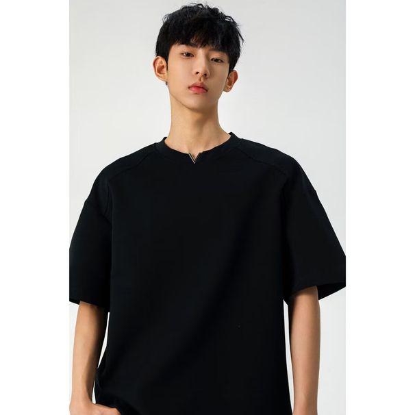Elegant And Cool T-shirt, Trendy Men's Versatile Round Neck Short Sleeved Loose Casual Summer_voghion.com