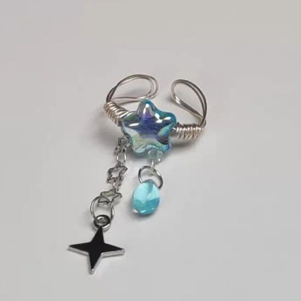 Süßer cooler Sternring, Glühbirne, Pentagramm-Anhänger, verstellbare Öffnung, Mode- und Nischendesign-Schmuck_voghion.com