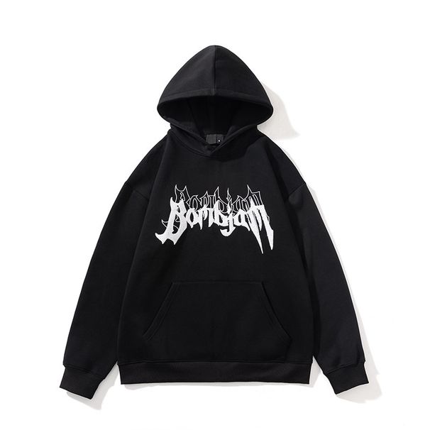 Herrkläder ny huvtröja vår och höst nya lösa handduksbroderade bokstäver lös avslappnad trendig jacka_voghion.com