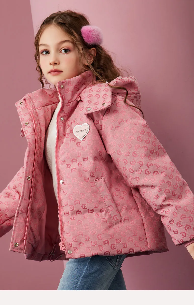 Ubrania dla dzieci Dziewczęca kurtka z nadrukiem puchowym z bawełny zimowa w nowym stylu dla dziewczynek zimowy płaszcz trend 2024 nowy styl zimowy płaszcz_voghion.com