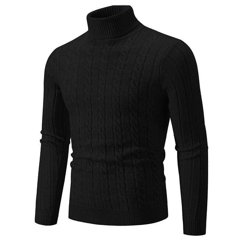 Herrenbekleidung: Neuer, schlanker Herrenpullover mit gedrehtem Stehkragen, Strickpullover, große Größe, modisches, lässiges Unterhemd_voghion.com