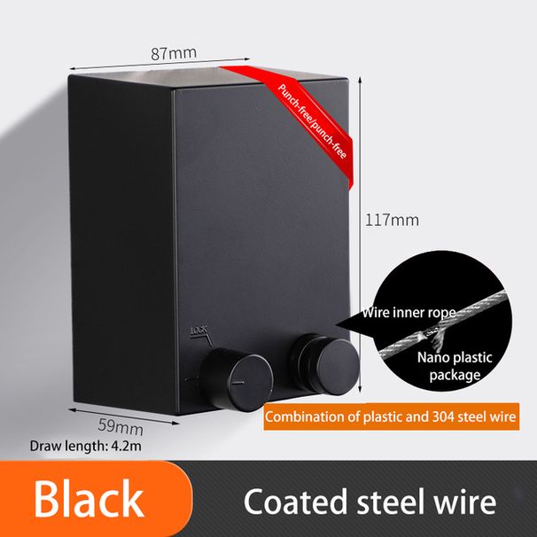 Stanzfreie, einziehbare Wäscheleine, Hotel-Wandaufhängung, Wäscheständer, Innenbereich, Stahldraht, unsichtbarer Organizer, Wäschebügel_voghion.com