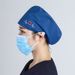 Sebészeti sapka nőknek, egyszínű, kerek sapka csattal és kék, sötétkék nyomtatott logóval, nyári vékony ápolónős sapka_voghion.com
