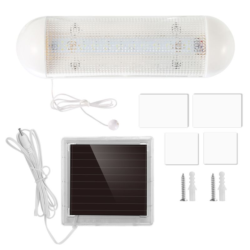 LED Solar Lights Solar Powered Security Light Kit Emergency Light Pull Switch for Home Shed Garage Tool Room_voghion.com