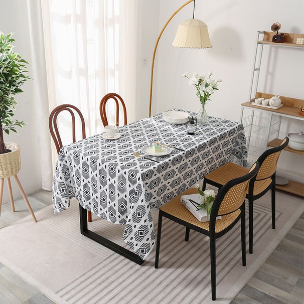 Polyester Tablecloth Set – Stain & Heat Resistant With Anti-Slip Design, Geometric Patterns For Dining/Office/Cafe (Multiple Sizes & Colors)_voghion.com