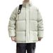 Unisex Oversized Puffer Jacket, Thickened Winter Coat With Stand Collar & Multiple Pockets (White/Grey/Black/Mint Green/Brown)_voghion.com
