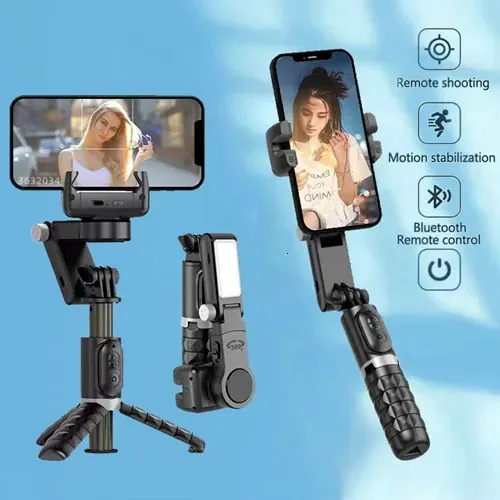 FANGTUOSI Tripé universal giratório 360 para selfies com luz de preenchimento para obturador e estabilizador para smartphone ao vivo/registro após_voghion.com